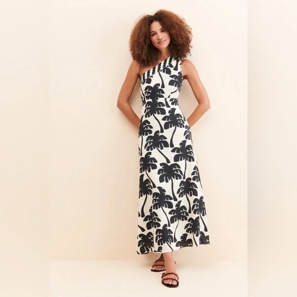 FARM Rio One-Shoulder Black and White Maxi Dress - Picture 4 of 11